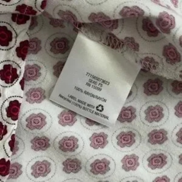 Laura Scott Boho Print 3/4 Sleeve Peasant Blouse Burgundy Ivory Size MP - Picture 5 of 8